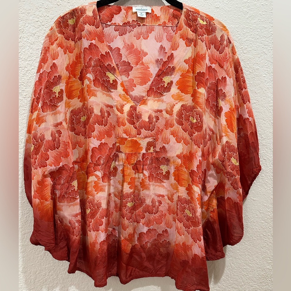 SALE! Sundance Women’s Floral Red and Orange Women's Top - M